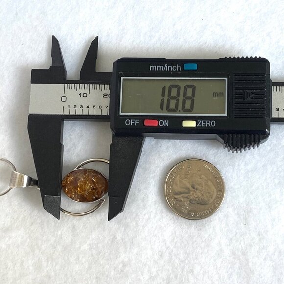 Sterling Silver 950 Mexico Geometric Oval Baltic Amber Pendant Necklace 18" - Picture 13 of 16